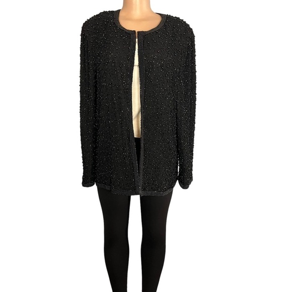 COTE D' AZUR Vintage Evening Black Vintage Gorgeous Beaded Silk Jacket - Picture 2 of 10